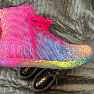 No Bull High Top Trainers Neon Pink Glitch